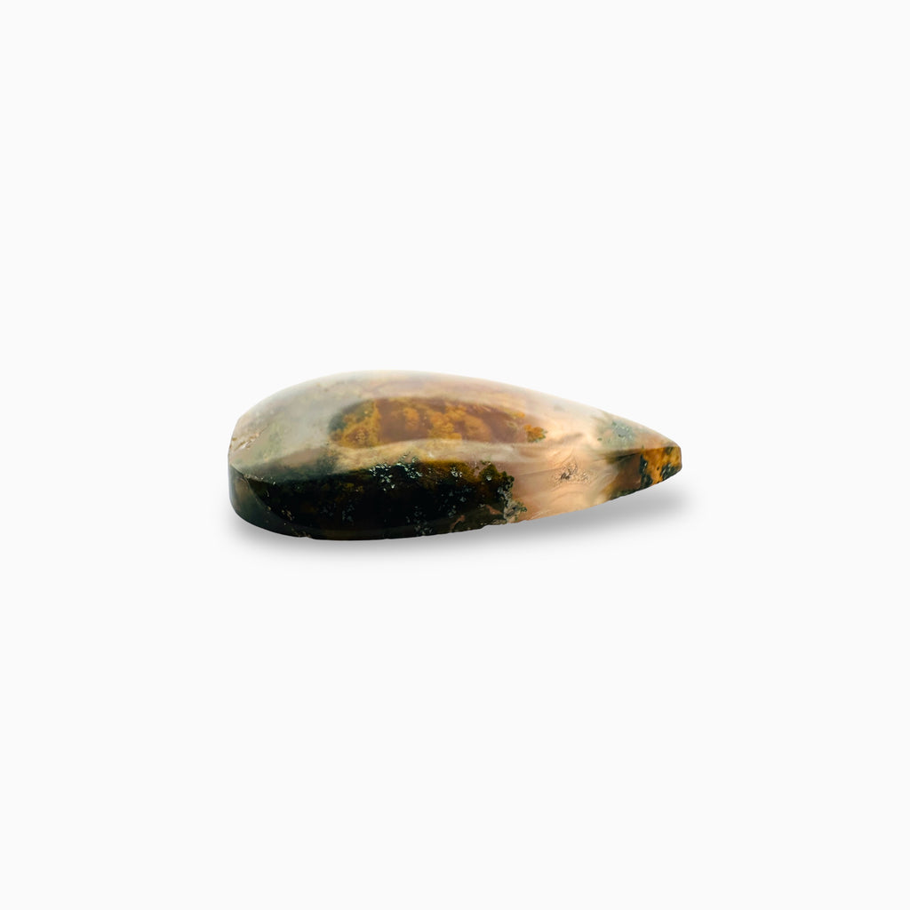 Natural Moss Agate Stone (Aqeeq) 21.55 Carats Pear Cut