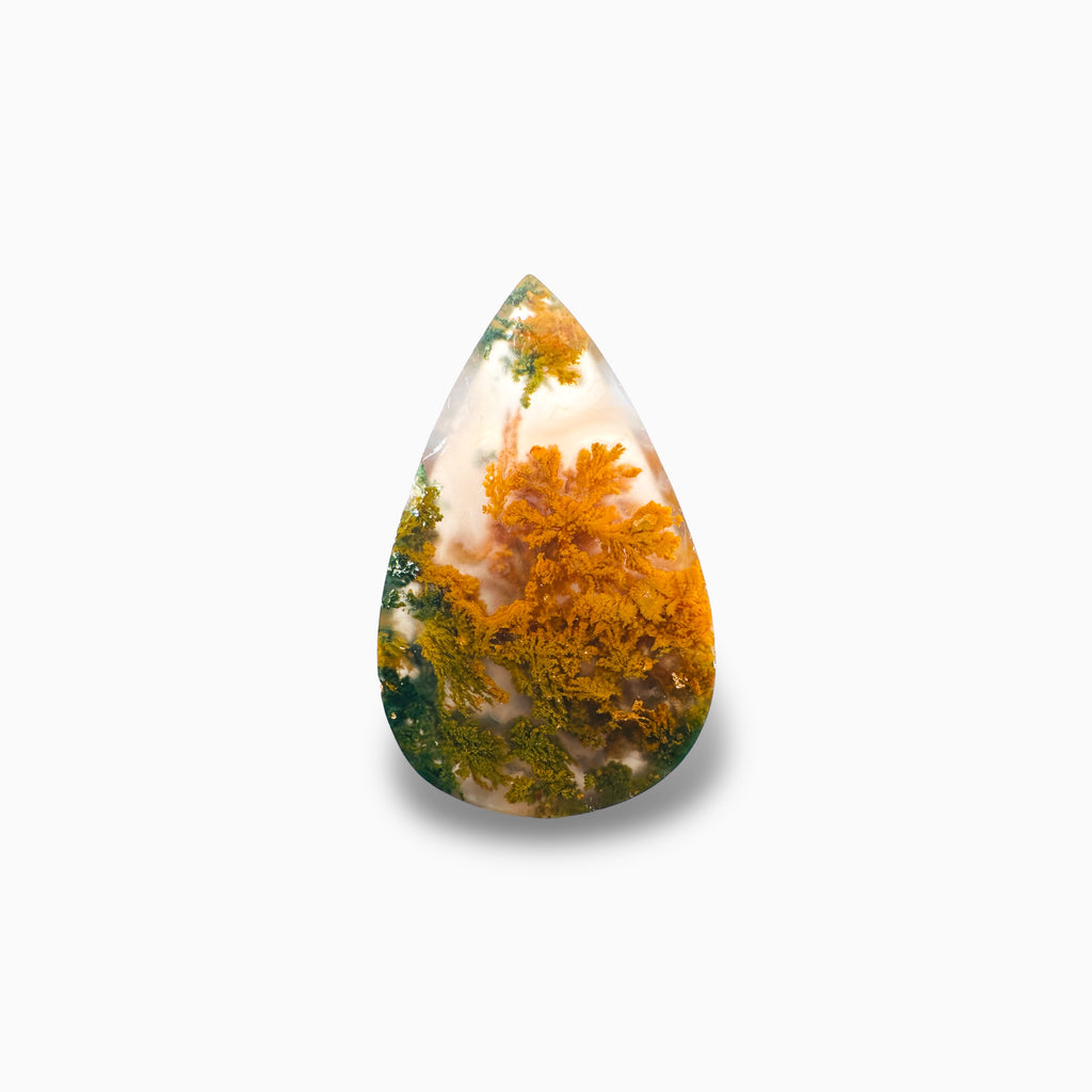 Natural Moss Agate Stone (Aqeeq) 21.55 Carats Pear Cut