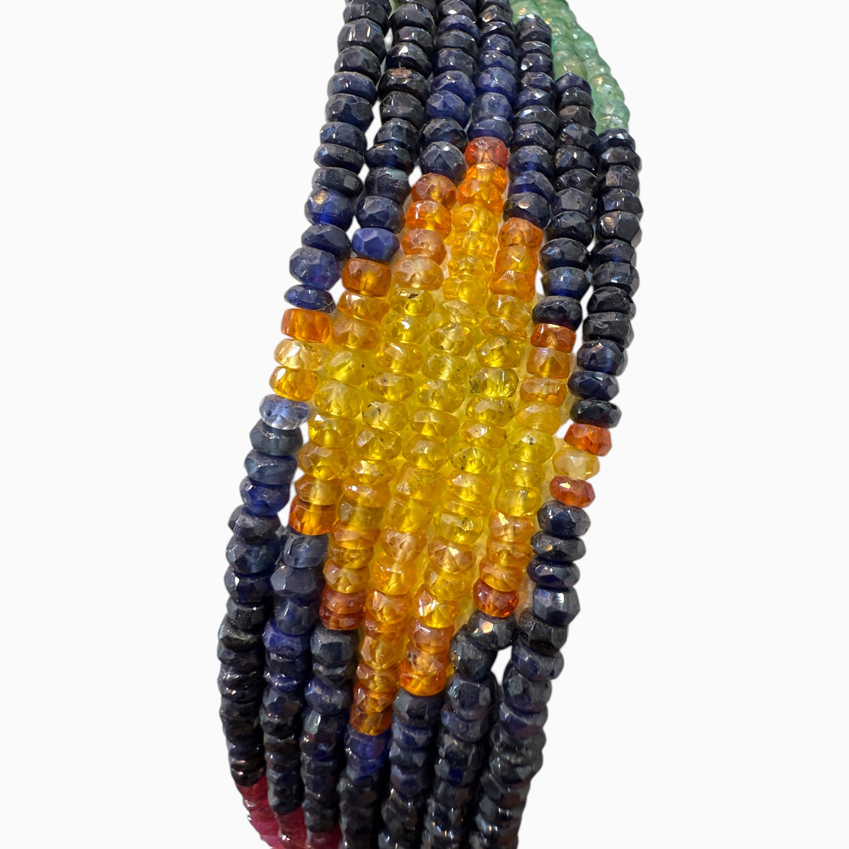 Natural Multi Sapphire ,Ruby & Emerald Beads Necklace 4.5 mm