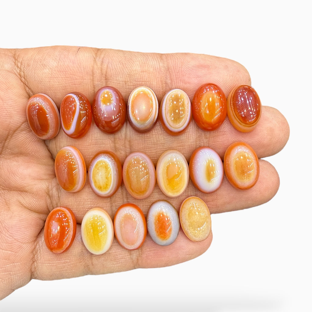 Natural Orange Eye Agate (Aqeeq Stone) Oval Cabochon 16x12 mm 9-10 Carats lot