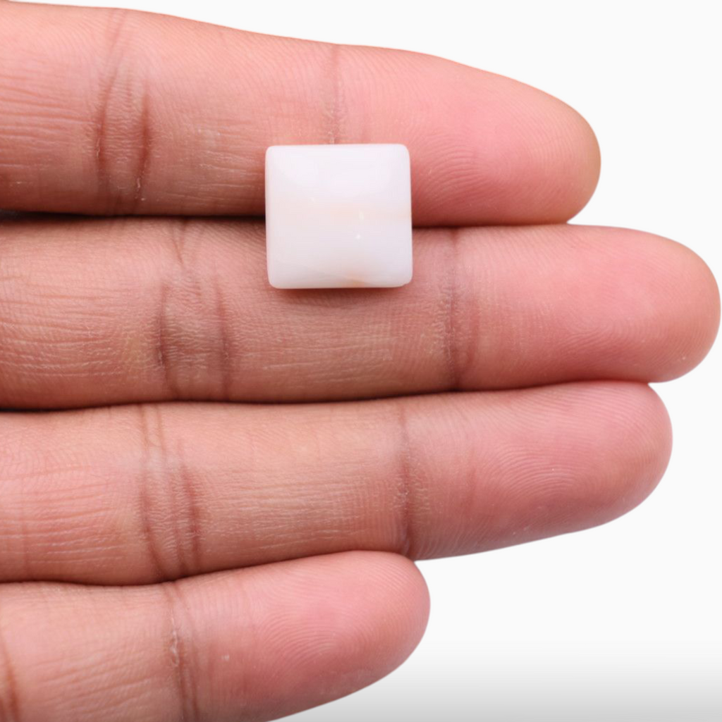 Pink Moonga Stone For Sale In Square Cut Shape 10.56 Carats & Size 15mm