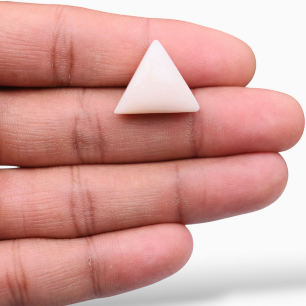 Pink Moonga Stone For Sale In Triangle Shape 17.09 Carats & Size 18mm