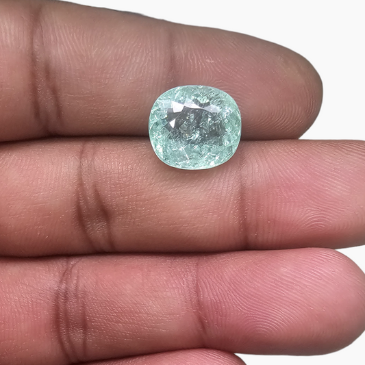 Natural Paraiba Tourmaline Stone 7.51 Carats Cushion Cut (12.55x11.38x7.02 mm)