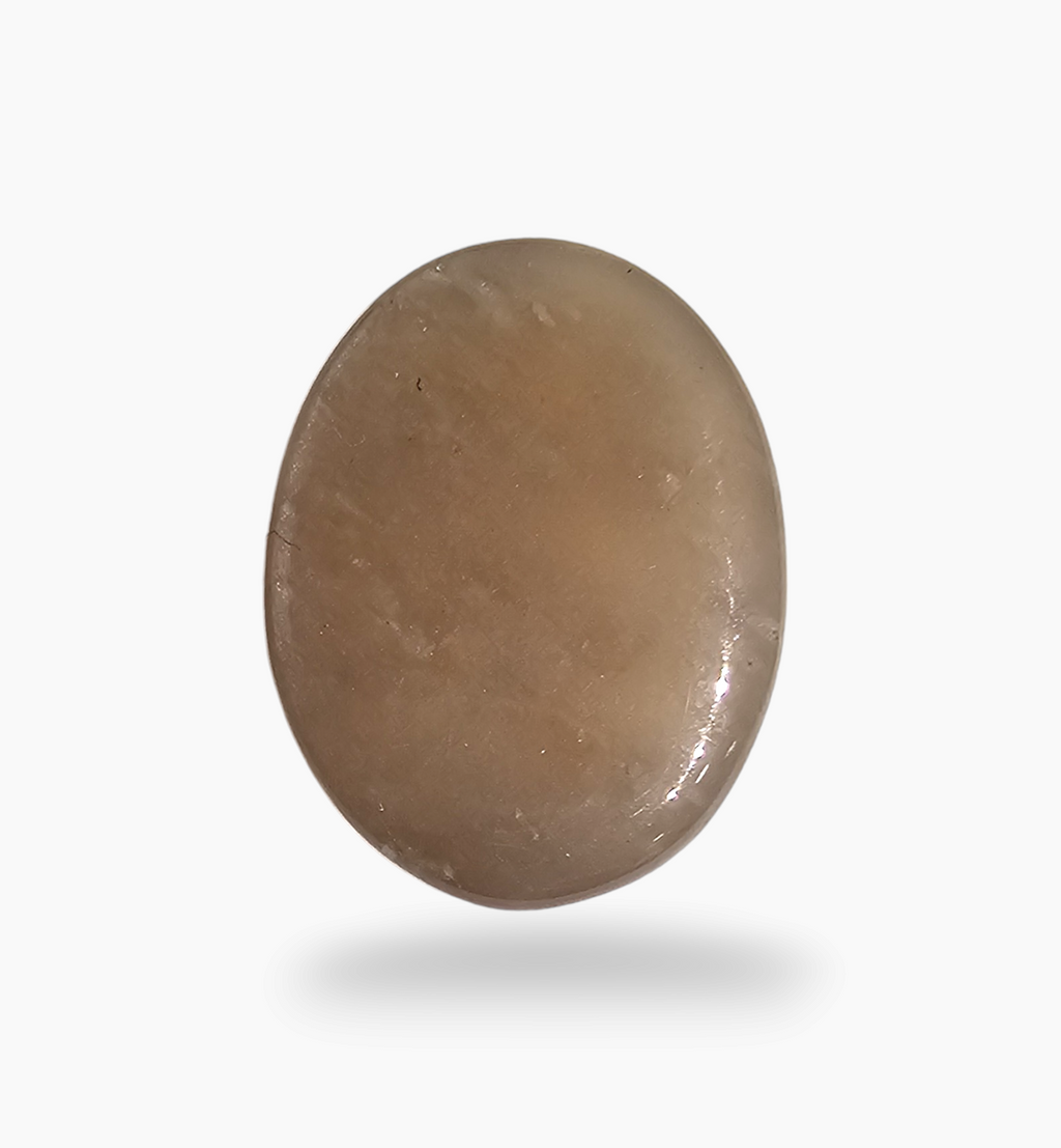 Natural Peach Moonstone Gemstone 7.42 Carats Oval Cabochon Shape ( 16x12.2mm)
