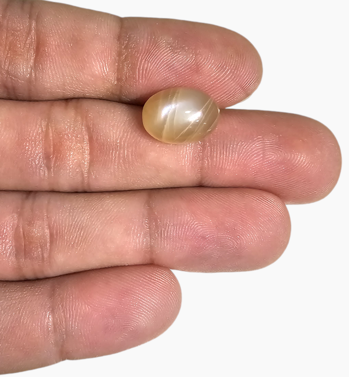 Natural Peach Moonstone Gemstone 7.72 Carats Oval Cabochon Shape ( 13.5x10mm)