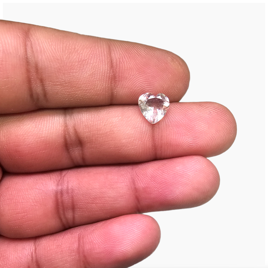 Natural Pink Morganite Stone 1.36 Carats Heart Cut (8 mm)