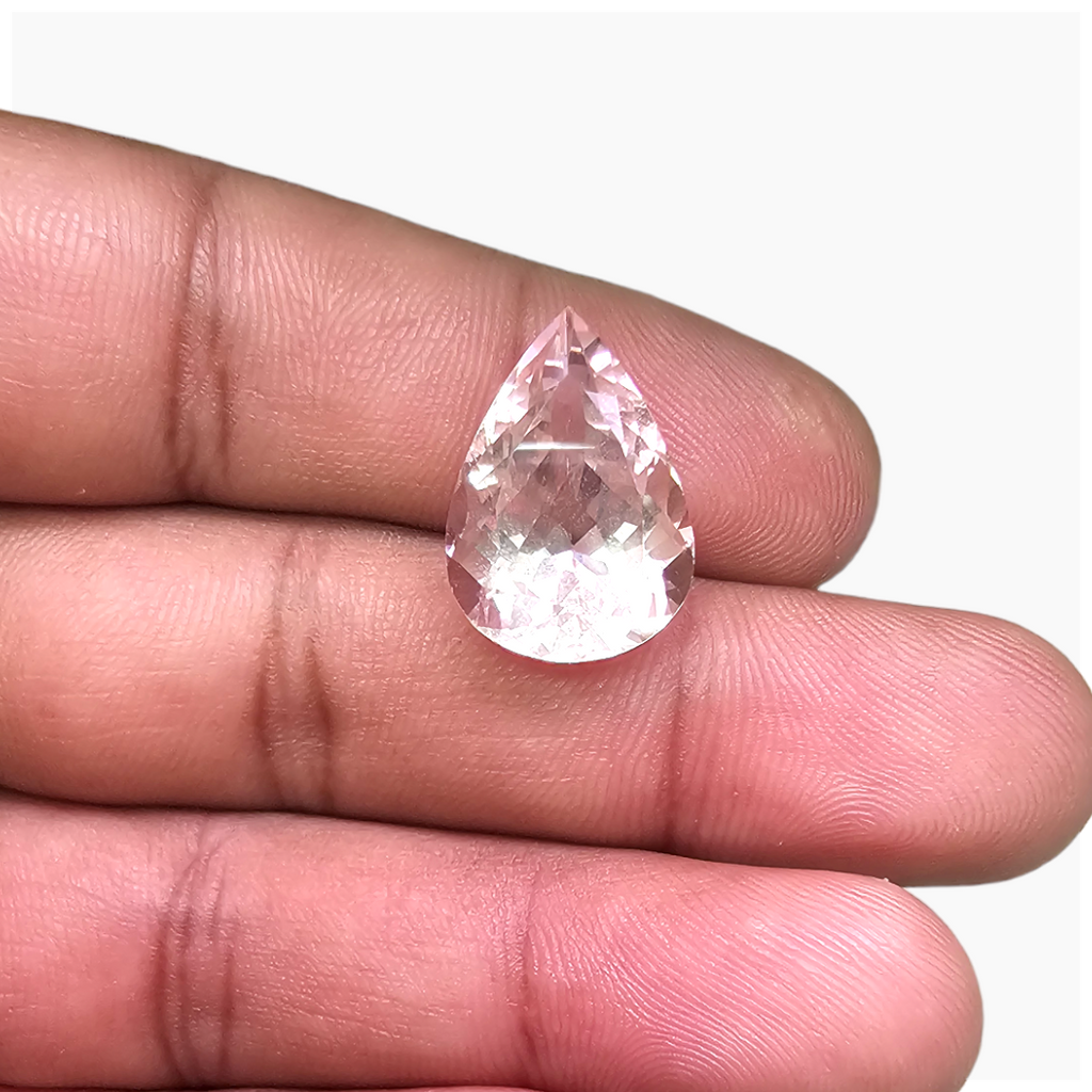 Natural Peach Morganite Stone 11.72 Carats Pear Cut (18x12.5 mm)