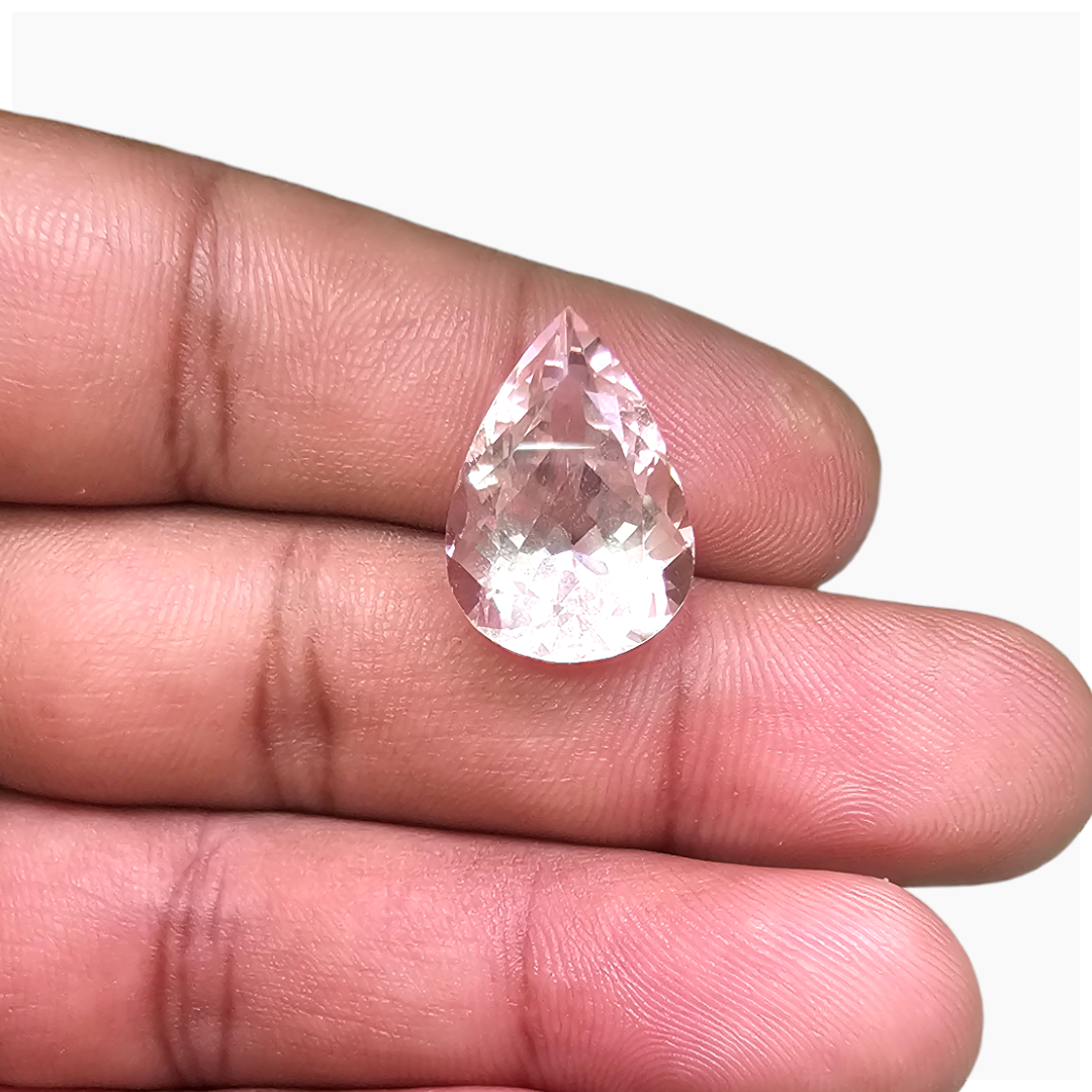 Natural Peach Morganite Stone 11.72 Carats Pear Cut (18x12.5 mm)
