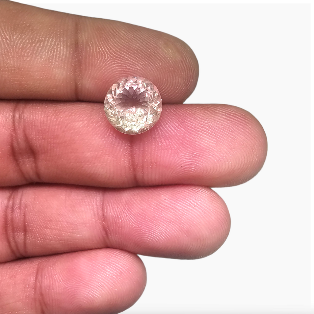 Natural Peach Morganite Stone 3.64 Carats Round Cut (10mm)