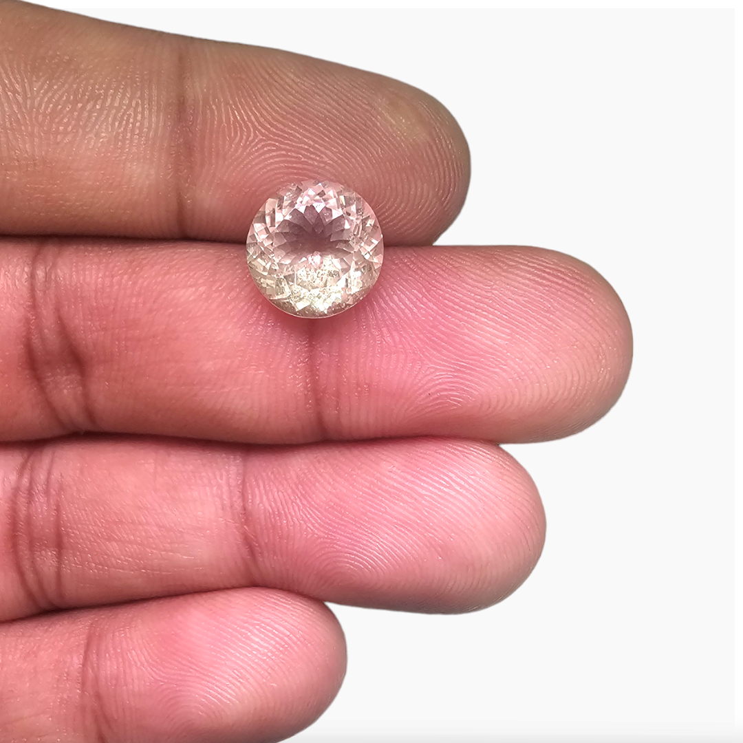 Natural Peach Morganite Stone 3.64 Carats Round Cut (10mm)