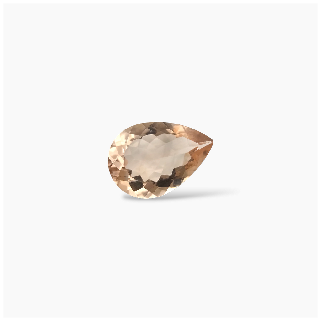 loose Natural Peach Morganite Stone 4.84 Carats Pear Cut (15x10 mm)
