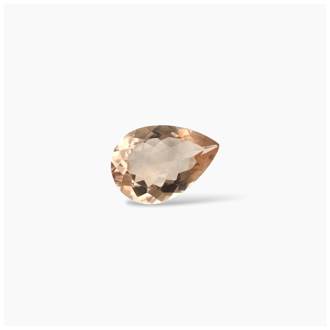 loose Natural Peach Morganite Stone 4.84 Carats Pear Cut (15x10 mm)