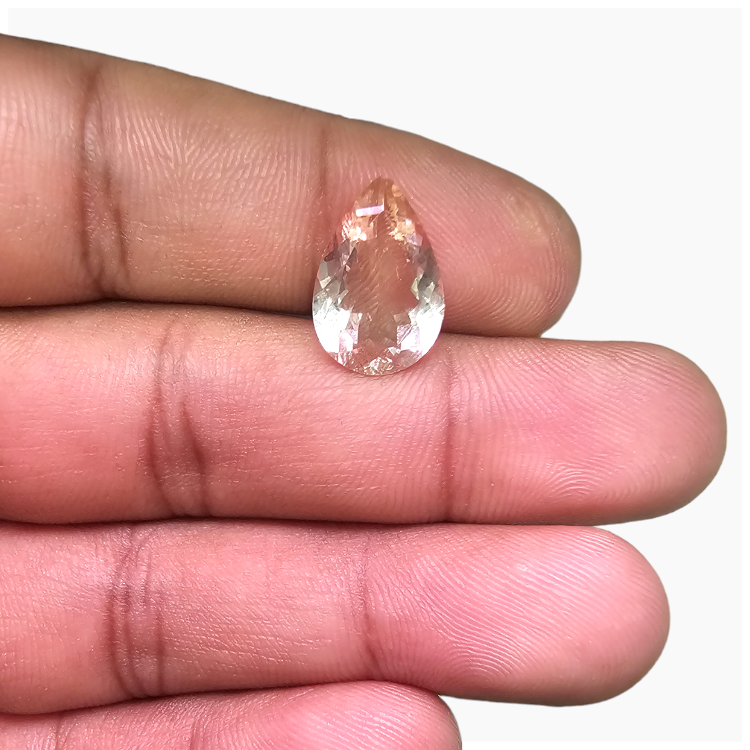 Natural Peach Morganite Stone 4.84 Carats Pear Cut (15x10 mm)
