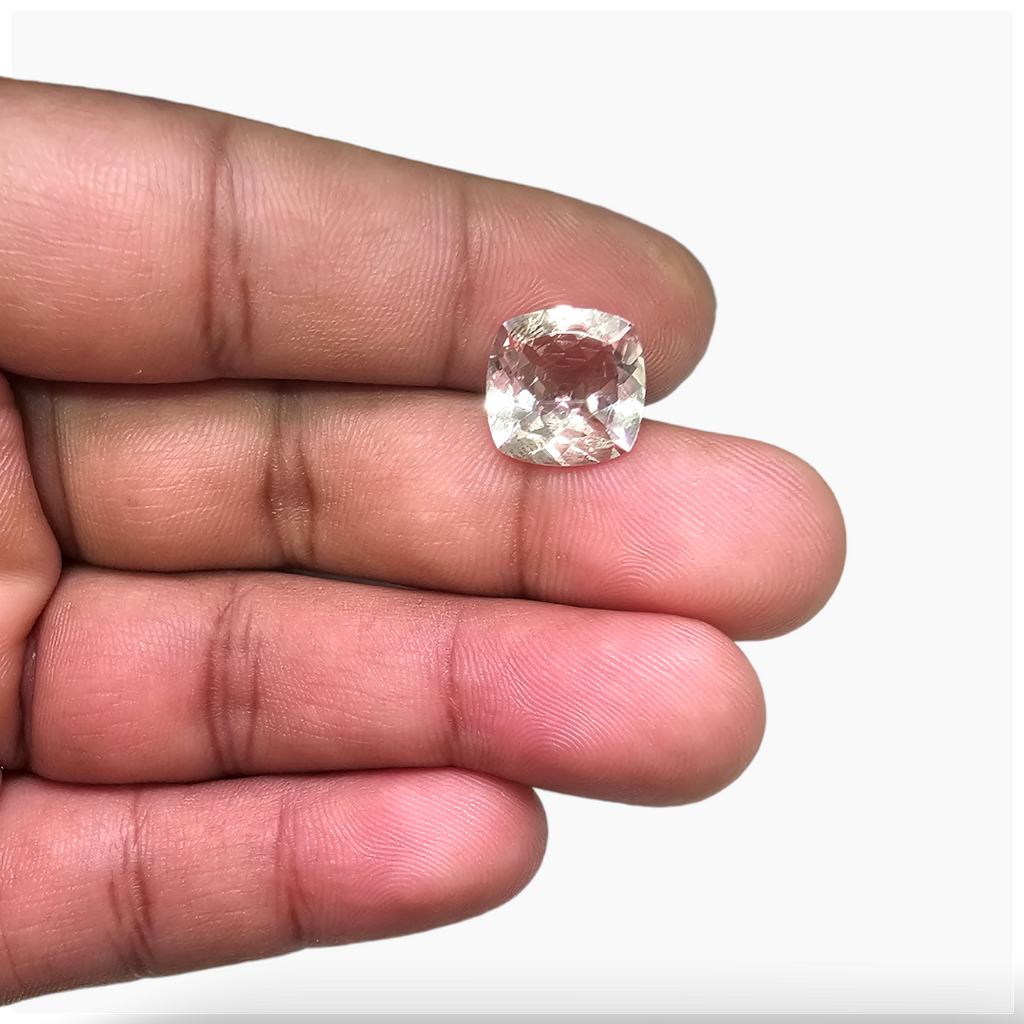 shop Natural Peach Morganite Stone 5.26 Carats Cushion Cut (12 mm)