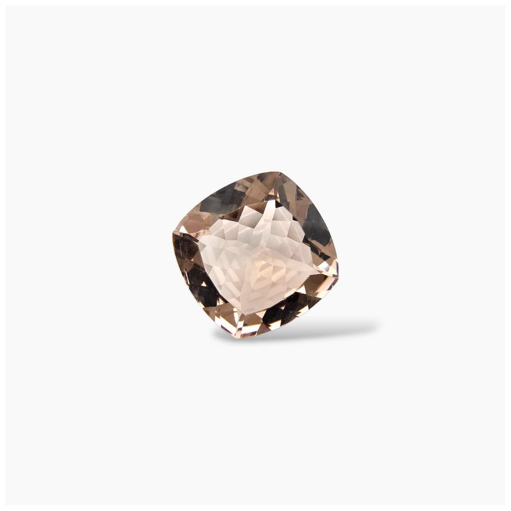 loose Natural Peach Morganite Stone 5.26 Carats Cushion Cut (12 mm) 