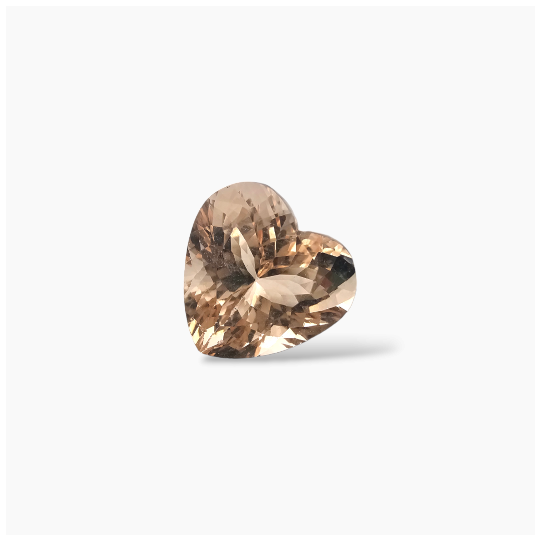 loose Natural Peach Morganite Stone 5.66 Carats Heart Cut (12x11.5 mm)