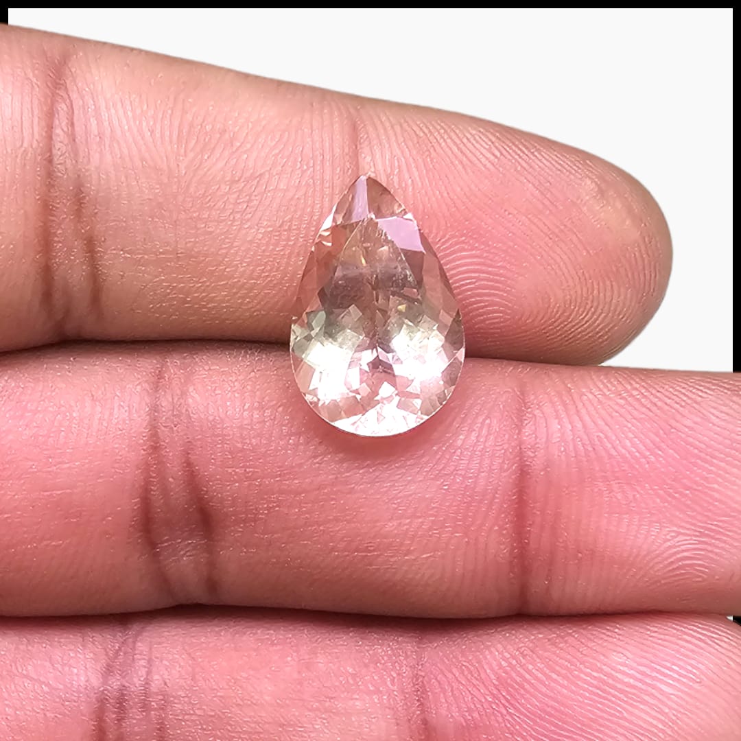 Natural Peach Morganite Stone 5.70 Carats Pear Cut (15.5x10 mm)