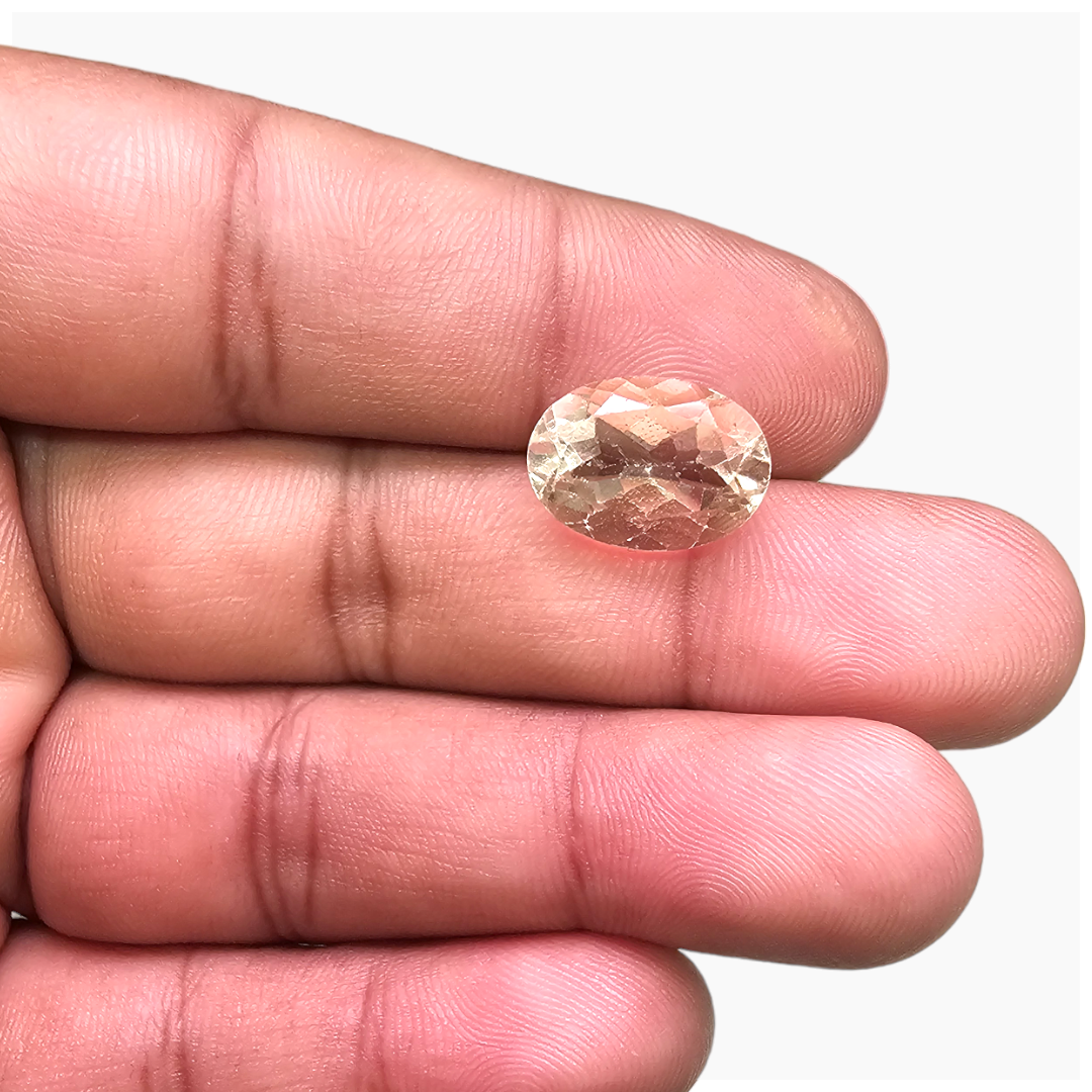 Natural Peach Morganite Stone 7.51 Carats Oval Cut (14x11 mm)