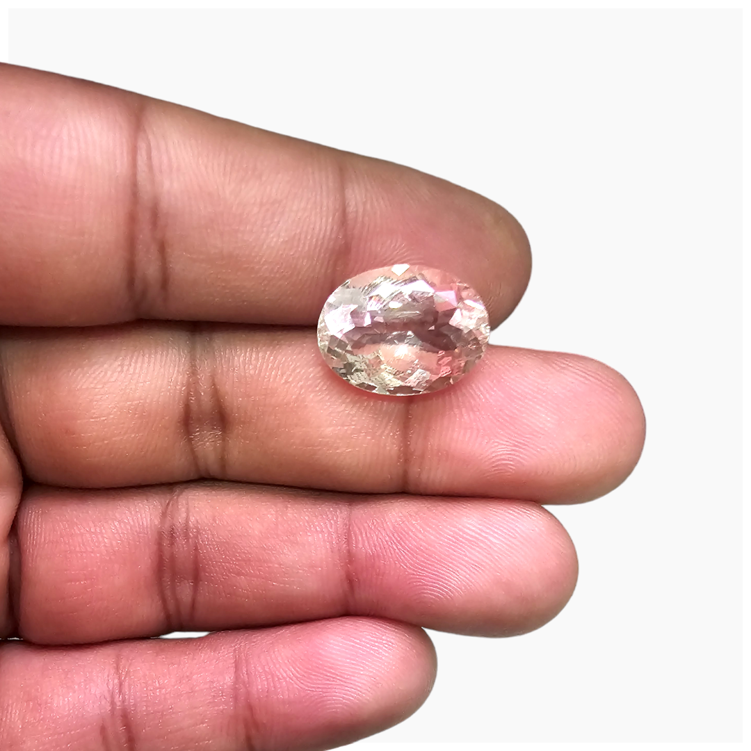 Natural Peach Morganite Stone 9.61 Carats Oval Cut (16x12 mm)
