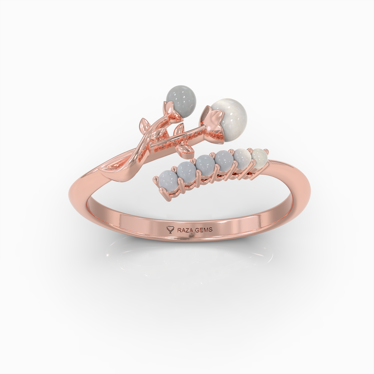 Alanah - 18K Solid Gold Botanical Pearl Statement Ring | Available in Yellow, White & Rose Gold