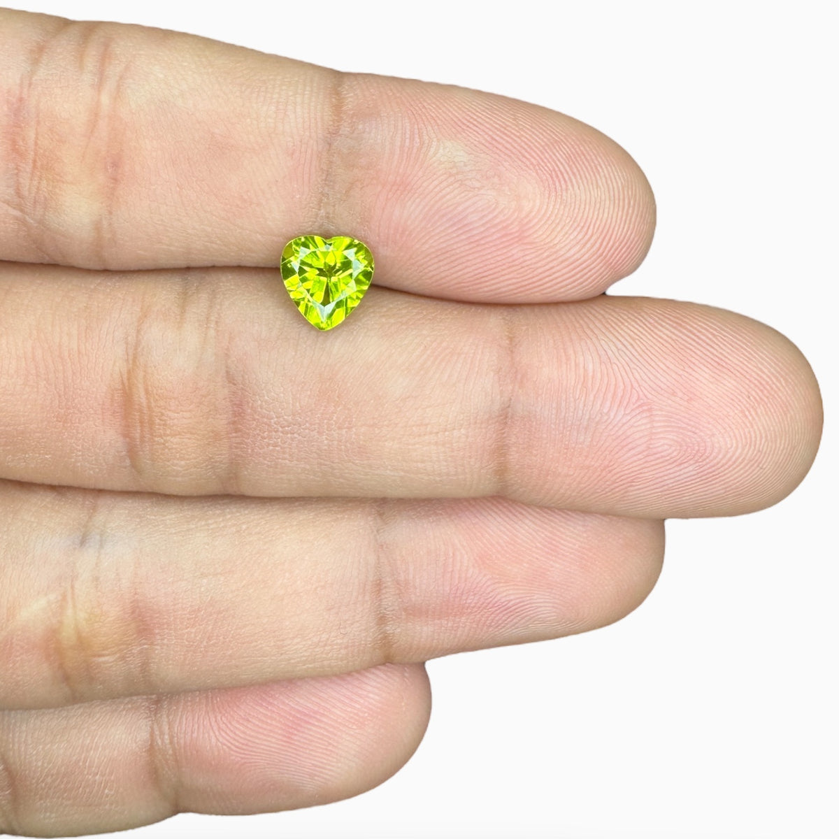 Natural Peridot Heart Stone 1.22 Carats 7.1 X 7.2 mm