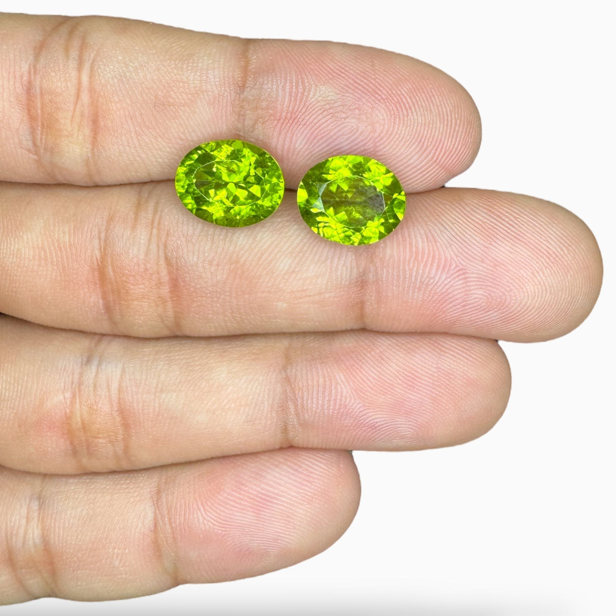 Natural Peridot Oval Stone Pair For Earring 9.78 Carats 9.9 X 11.9 mm