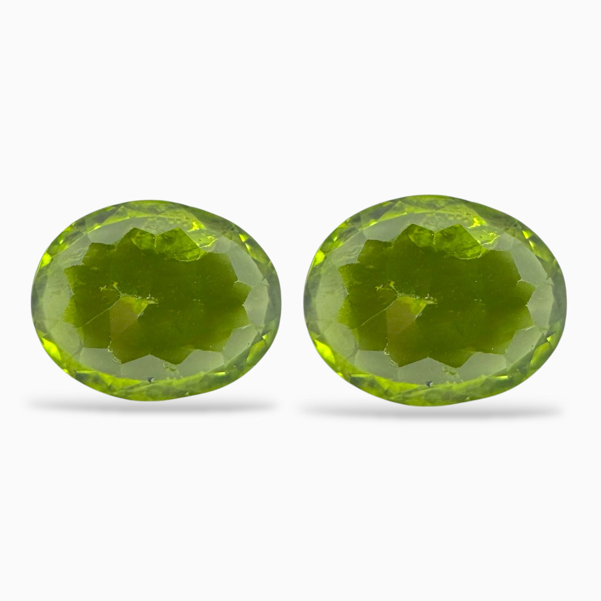 Natural Peridot Oval Stone Pair For Earring 9.78 Carats 9.9 X 11.9 mm