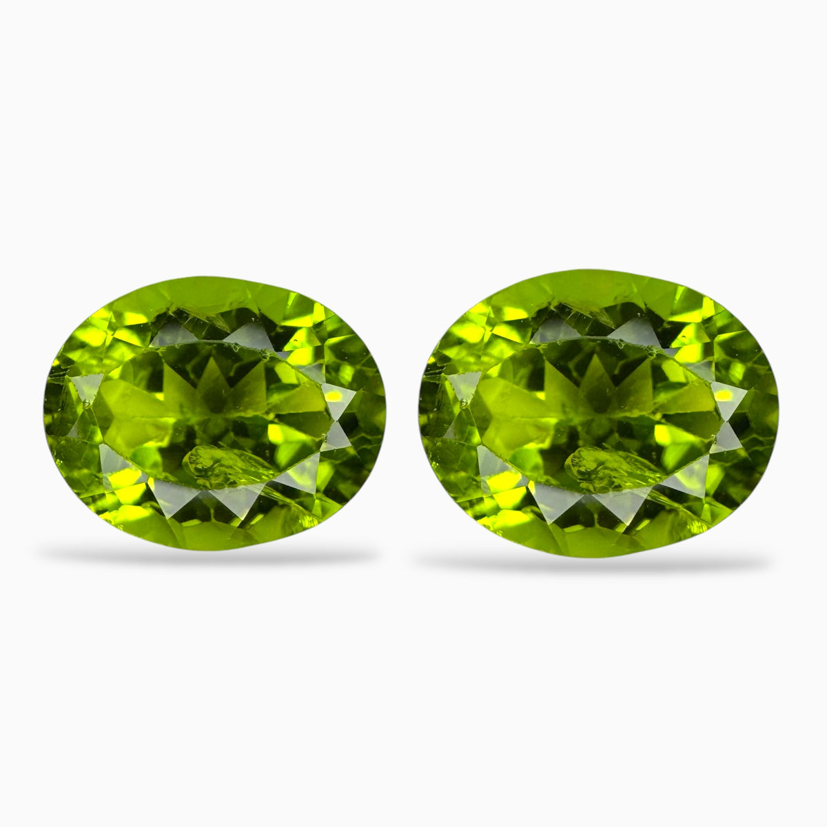 Natural Peridot Oval Stone Pair For Earring 9.78 Carats 9.9 X 11.9 mm