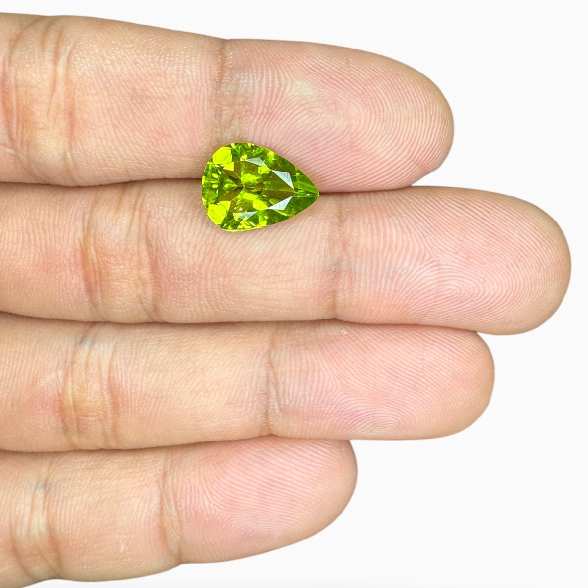 Natural Peridot Pear Stone 3.93 Carats 12.9 X 9.8 mm