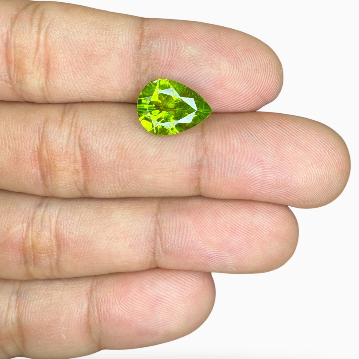 Natural Peridot Pear Stone 4.84 Carats 13.9 X 9.9 mm