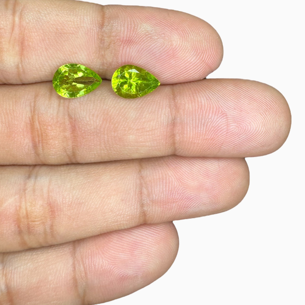Natural Peridot Pear Stone  Pair For Earrings 3.49 Carats 10 X 7 mm