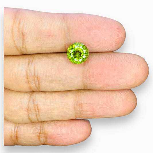 Natural Peridot Round Cut 2.97 Carats, 9 mm Buy Online