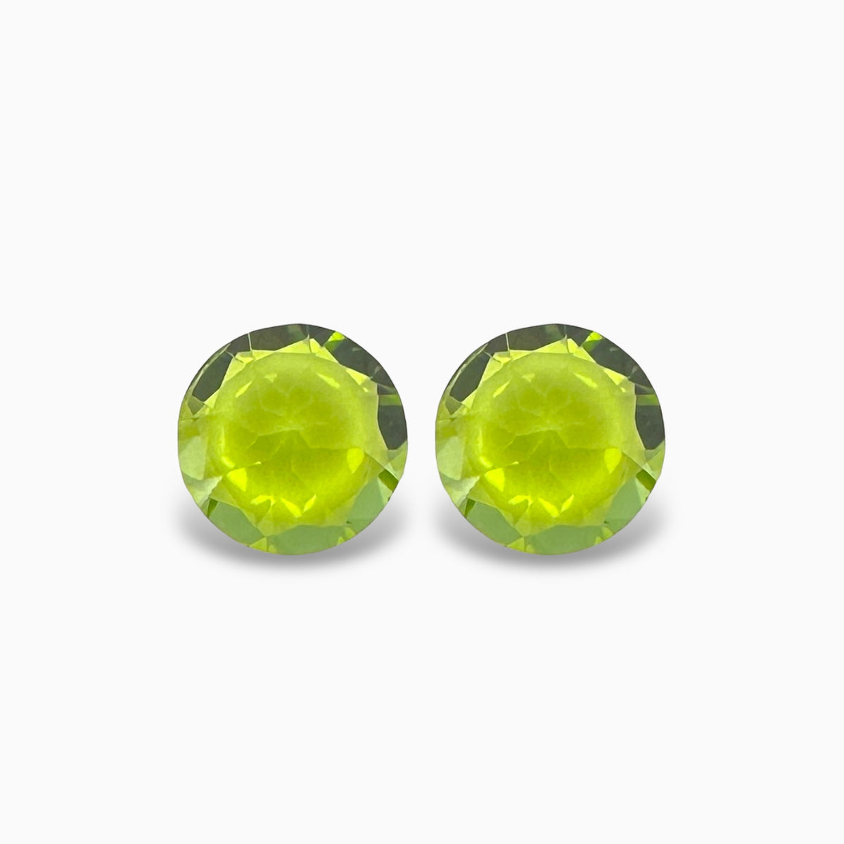 Natural Peridot Round Cut Pair 5.35 Carats, 9 mm