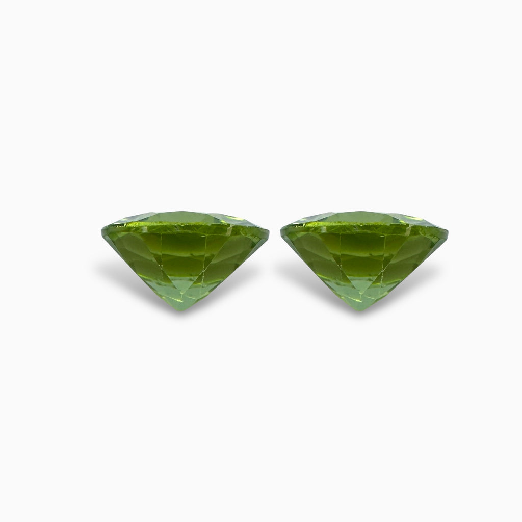 Natural Peridot Round Cut Pair 5.35 Carats, 9 mm