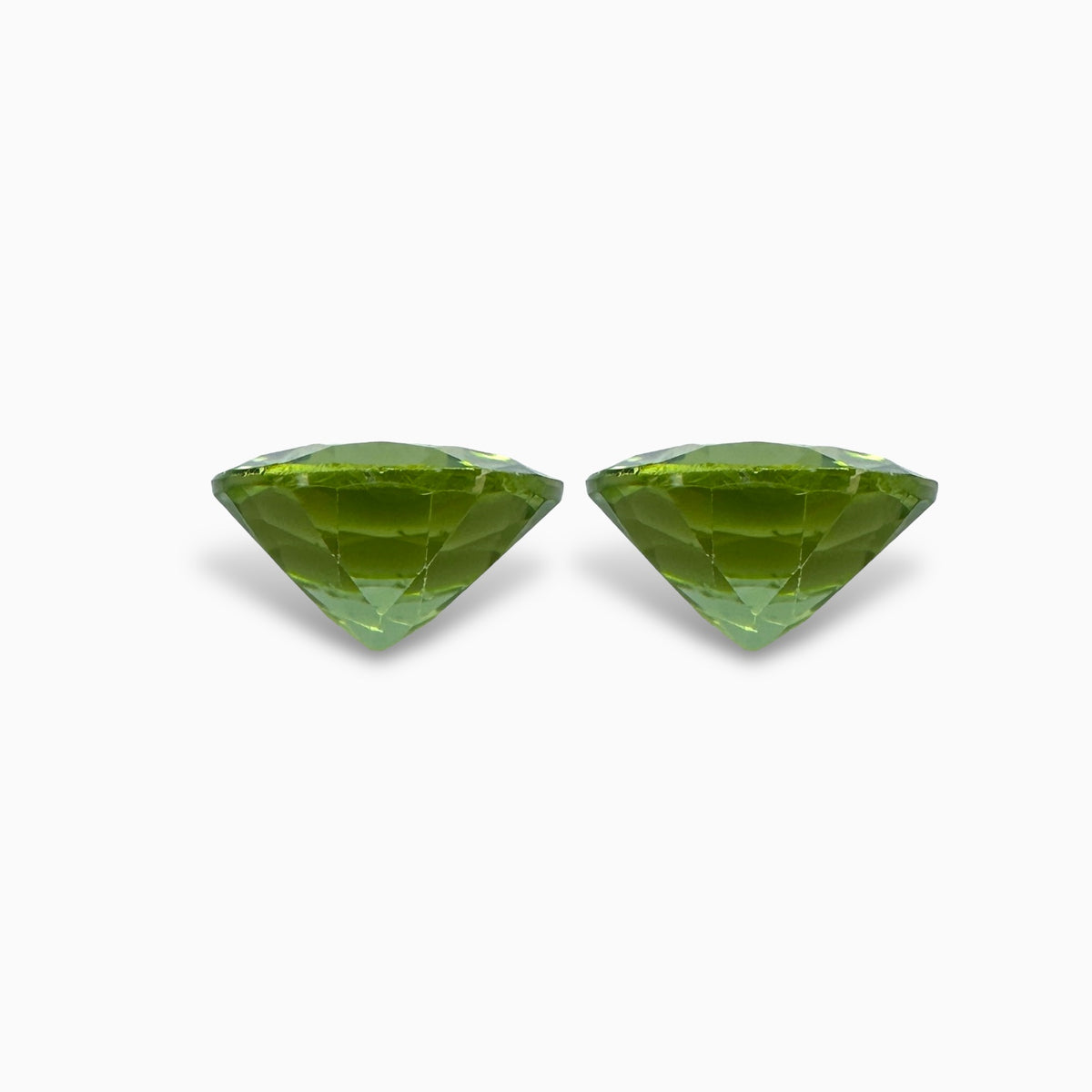 Natural Peridot Round Cut Pair 5.35 Carats, 9 mm