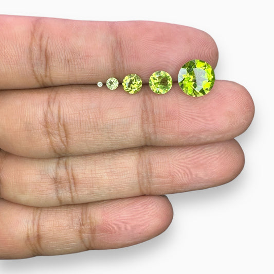 Natural Peridot Round Cut Stone 0.8 mm - 4 mm Buy Online