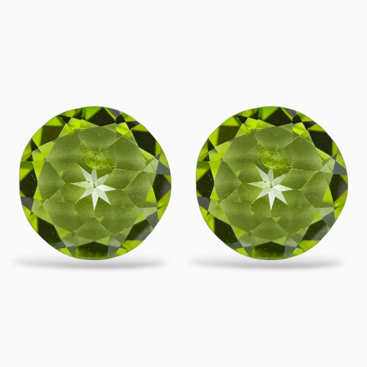 Natural Peridot Round Stone Pair  For Earrings 6.58 Carats 10 mm
