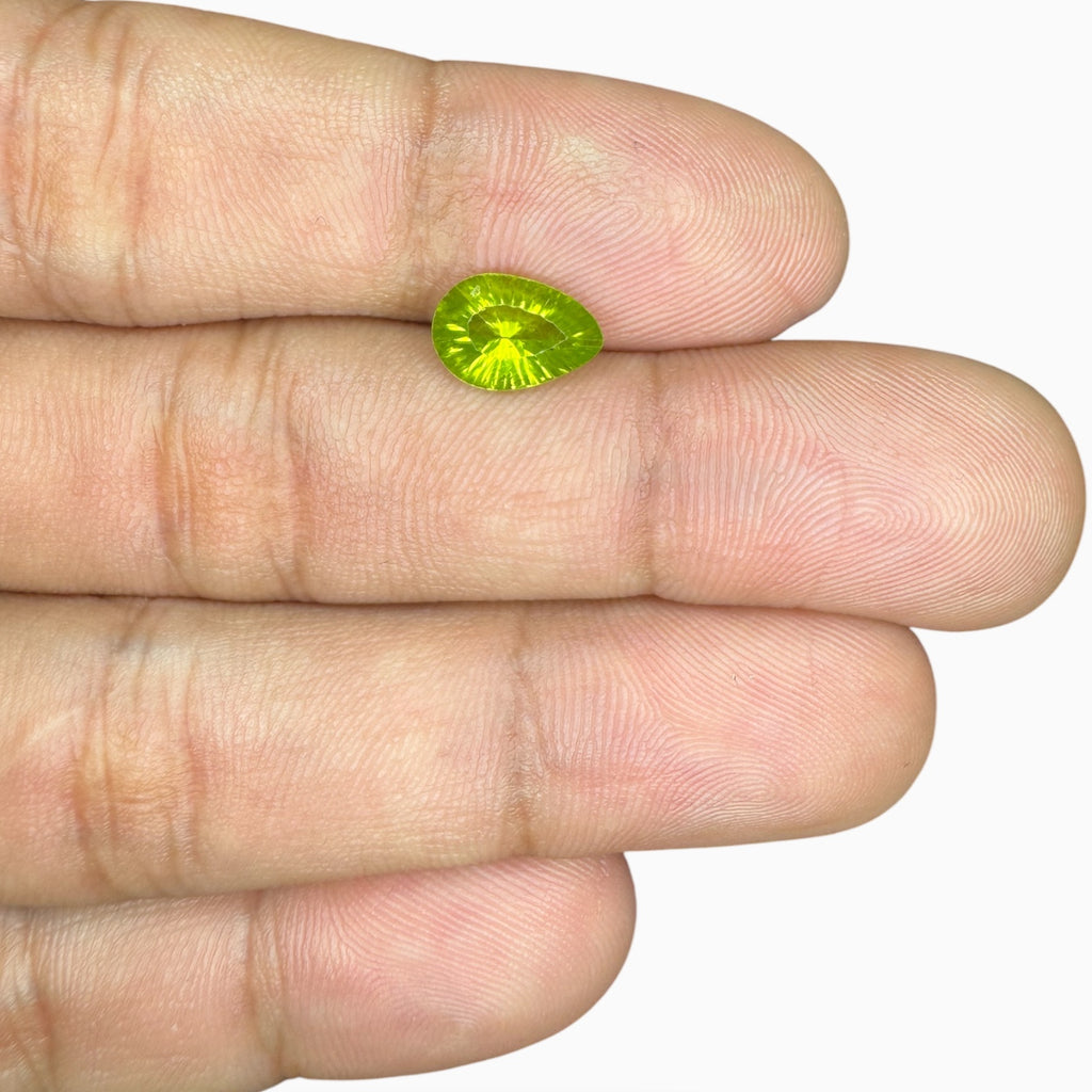 Natural Peridot Stone Pear Cut 1.78 Carats 10 X 6.9 mm