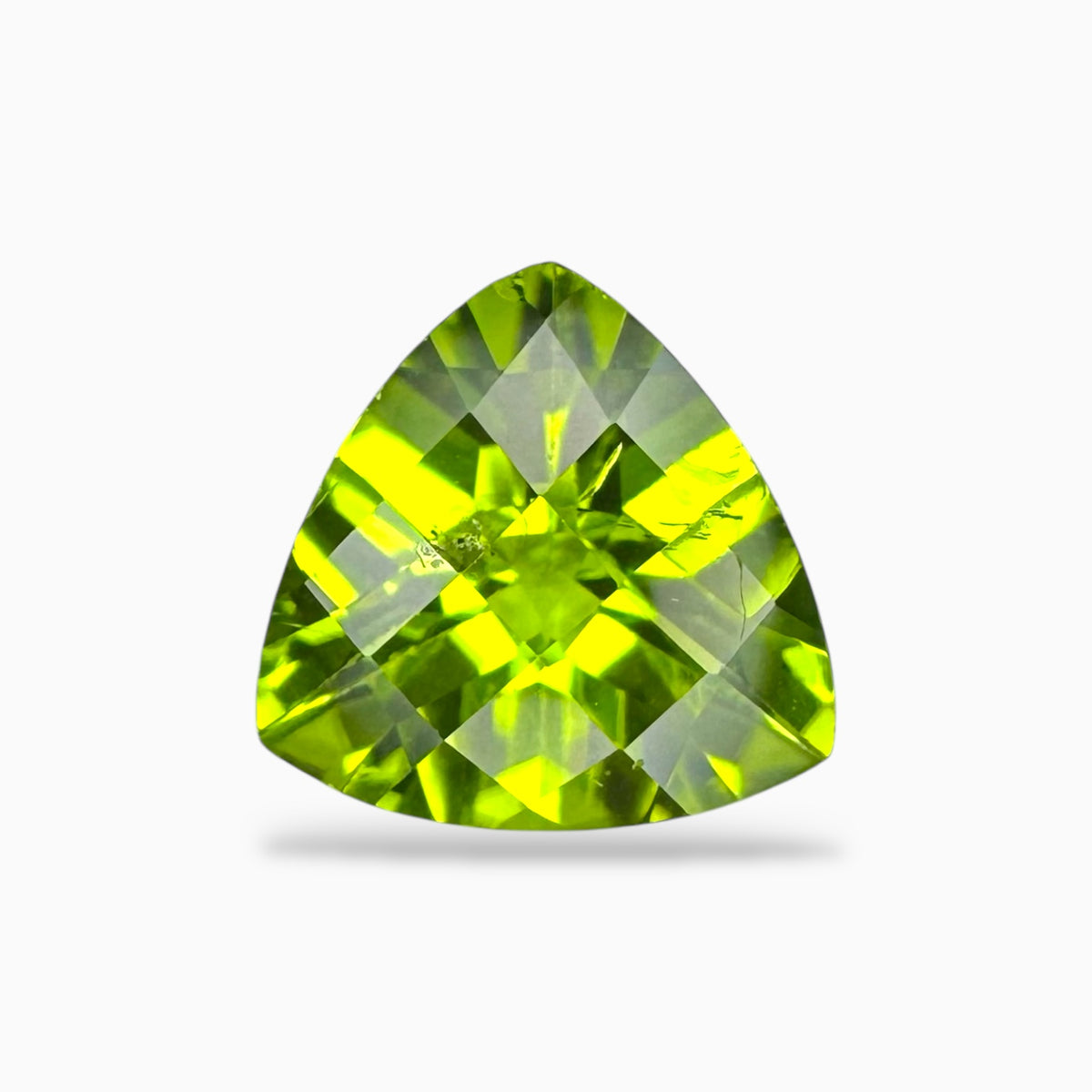 Natural Peridot Trilliant Cut Stone 4.62 Carats 11 X 11.2 mm