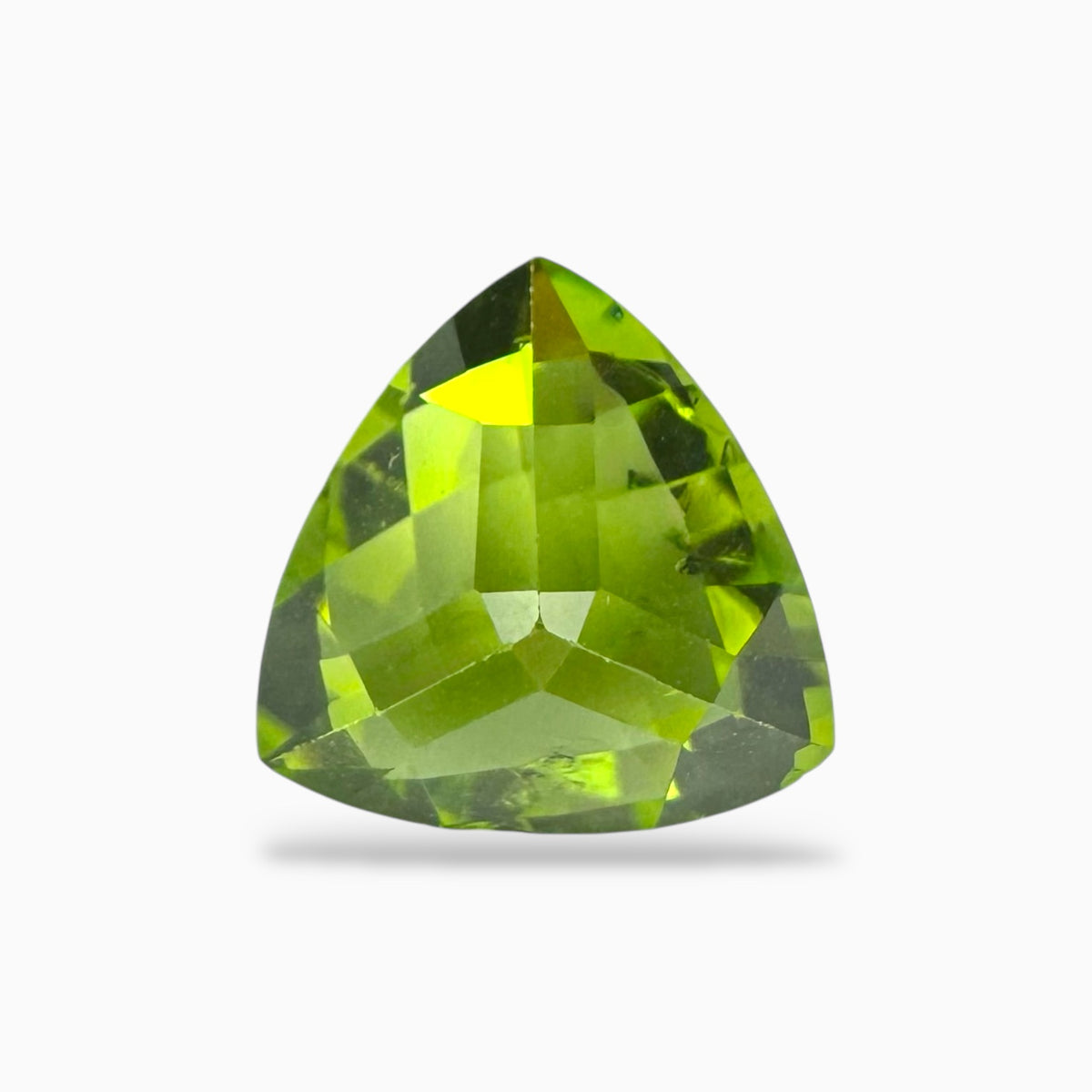 Natural Peridot Trilliant Cut Stone 4.62 Carats 11 X 11.2 mm