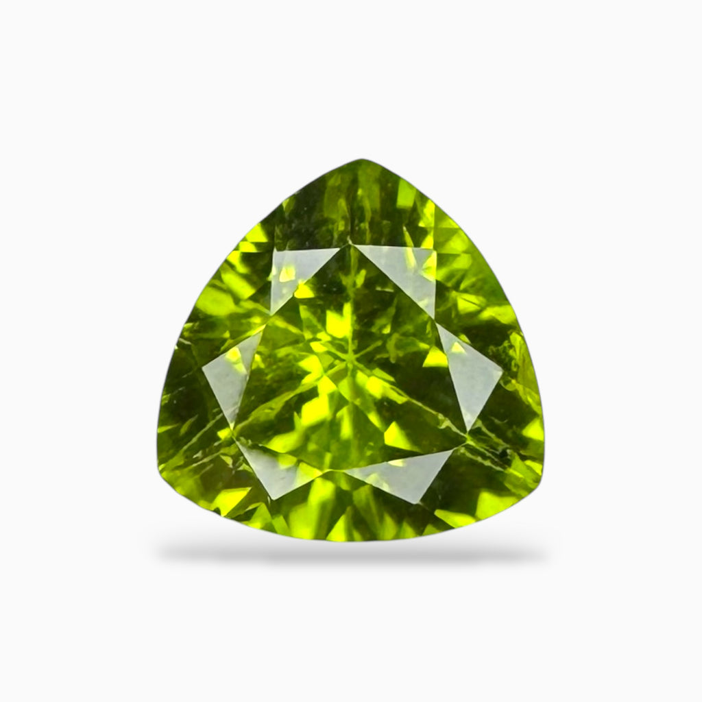 Natural Peridot Trilliant Shape Stone 4.11 Carats 10.2 X 10.2 mm