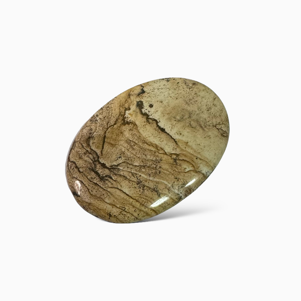 Natural Picture Jasper Stone 122.40 Carats Oval Cabochon Shape (65x45x5.5 mm )