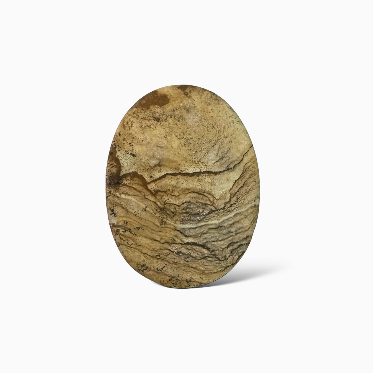 Natural Picture Jasper Stone 122.40 Carats Oval Cabochon Shape (65x45x5.5 mm )