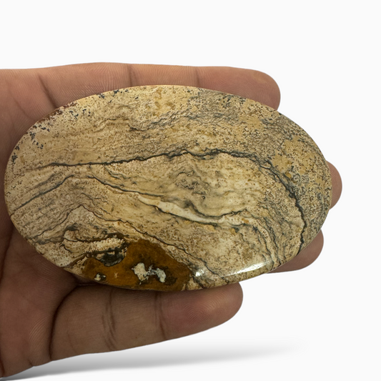 Natural Picture Jasper Stone 165.63 Carats Oval Cabochon Shape (85 x 55 x 5  mm )