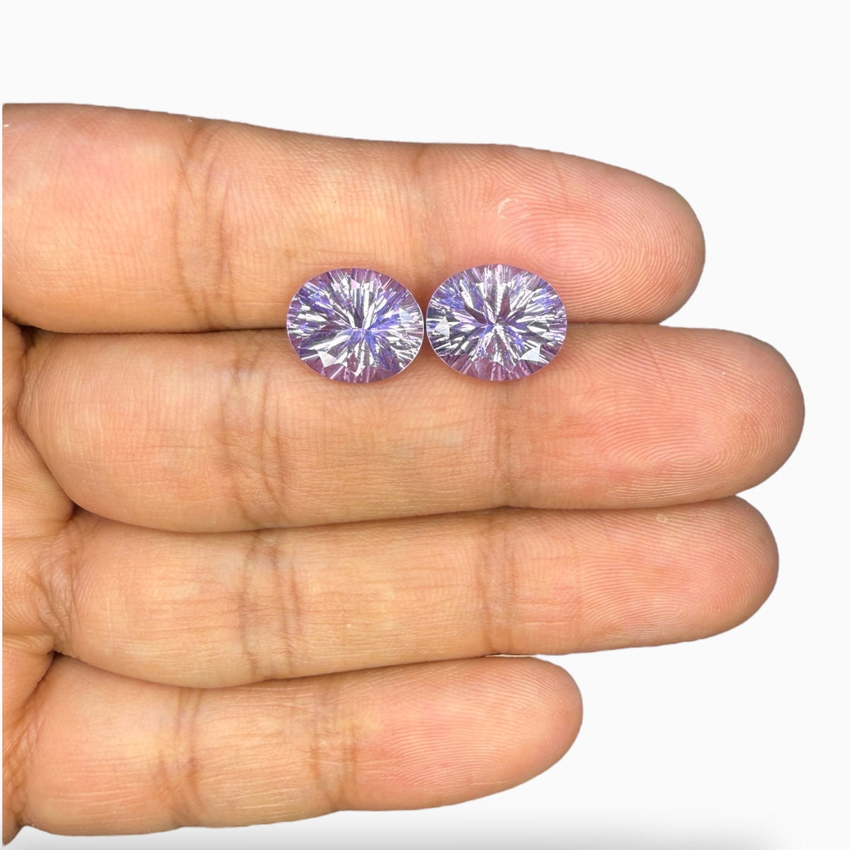Natural Pink Amethyst Oval Lazer Cut Stone Pair For Earrings 7.75 Carats 2 Pieces