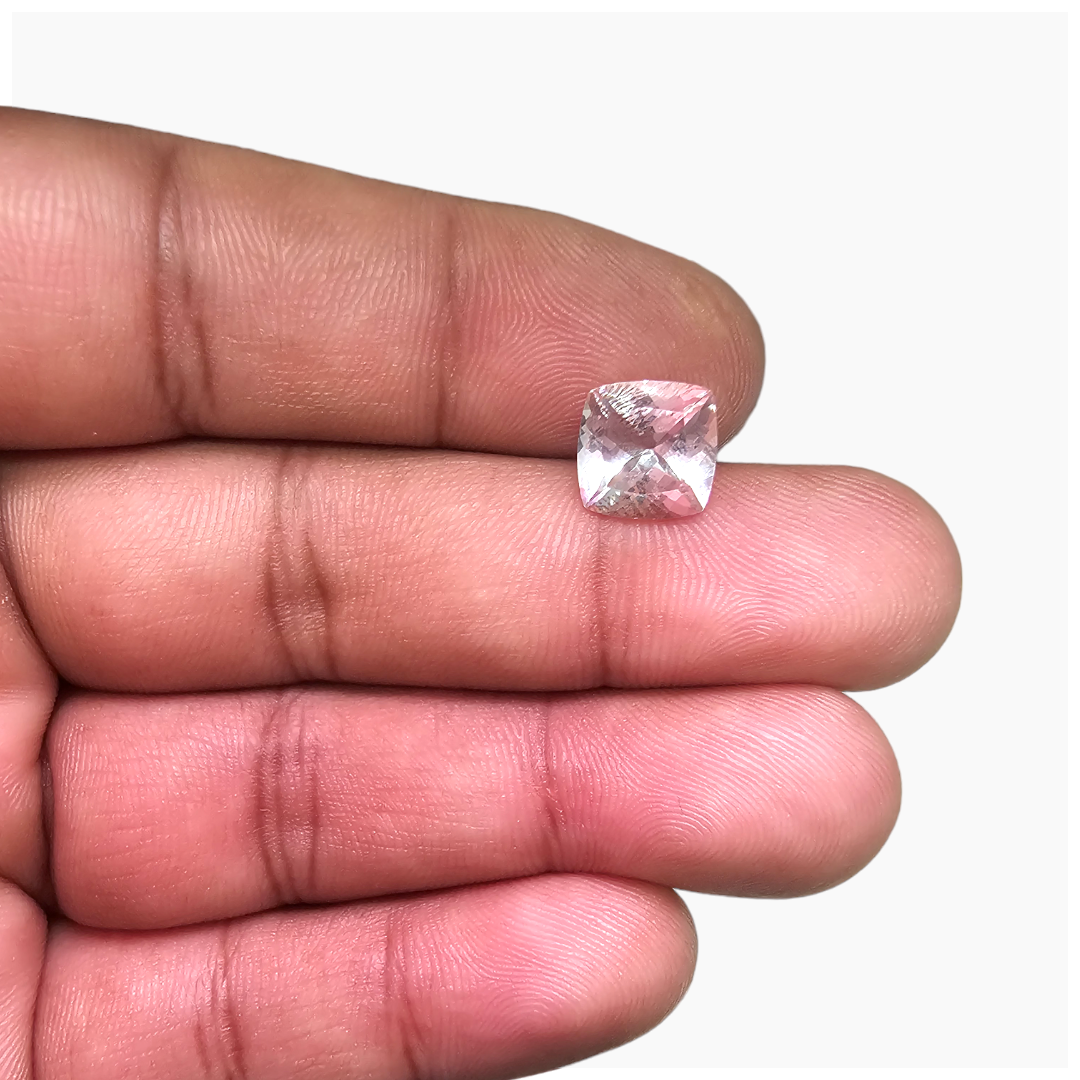 Natural Pink Morganite Stone 2.85 Carats Cushion Cut (9 mm)