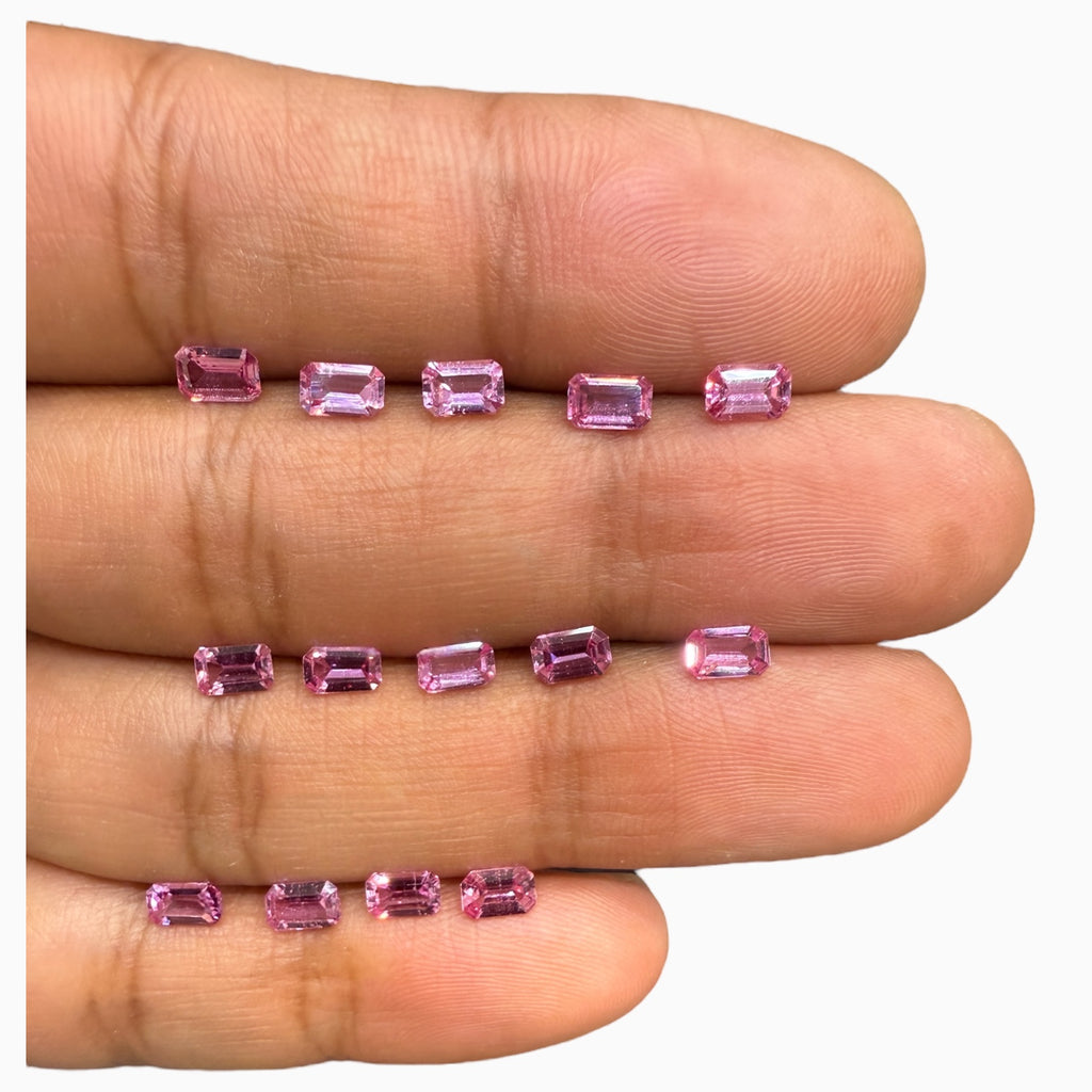 Natural Pink Sapphire Emerald Cut Stone 5x3 mm 0.30 - 0.35 Carats Lots Price Per Carats