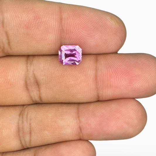 Natural Pink Sapphire Gemstone 1.55 Carats Emerald Cut Shape