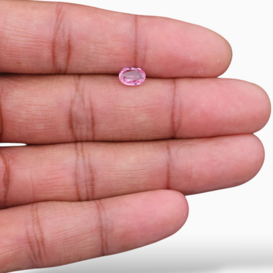 Natural Pink Sapphire Stone In Oval Shape 0.99 Carats & Size 7.2x5.1mm