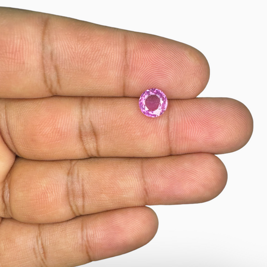 Natural Pink Sapphire Stone Round Cut 1.4 Carats 7 mm